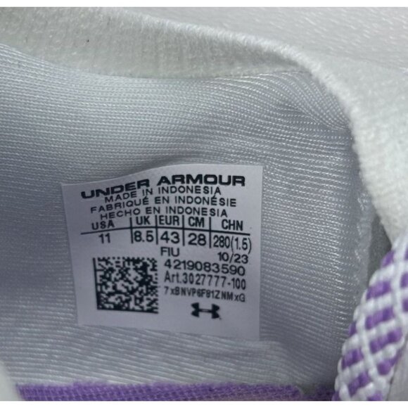 Under Armour Womens Shift Running UA Shoes White Purple Low Top Training Size 11 - Picture 7 of 9